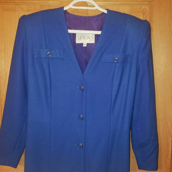 Lipton's Canada CA06161 VTG  Blue Dress Size 6 Pleated Back Chain Should… - Picture 2 of 10